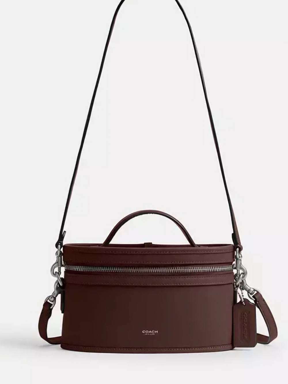 Coach Brown Leather Barrel Crossbody Bag with Top Handle new